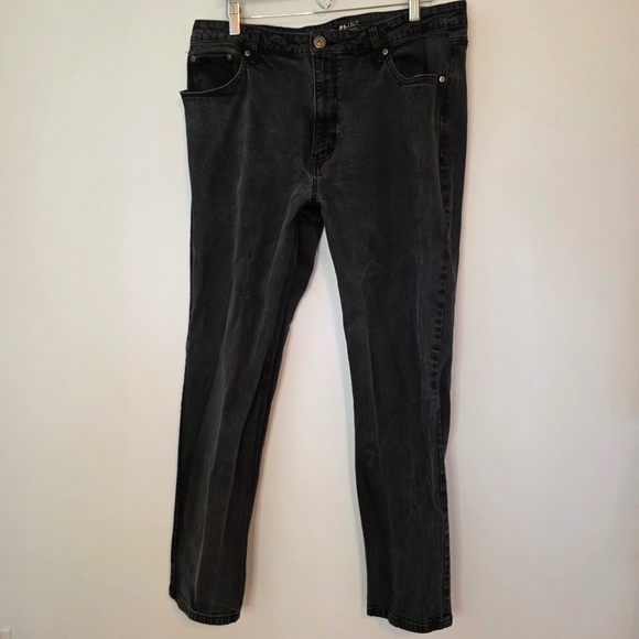 Men's Black Washed Straight Denim Jeans - 38x32 - Picture 1 of 7